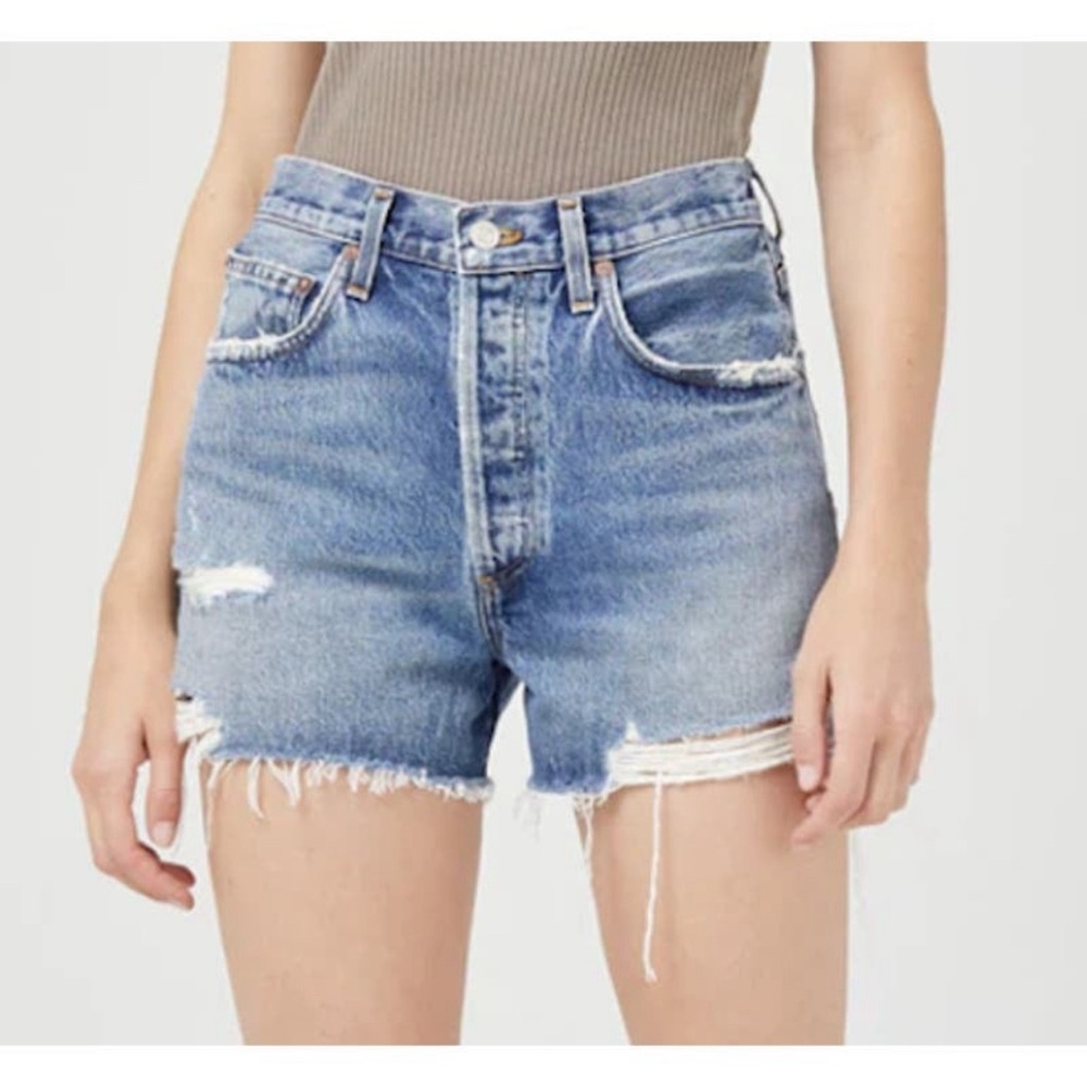 AGOLDE Women's Denim Dee High
Waisted Shorts In Blue Size 27